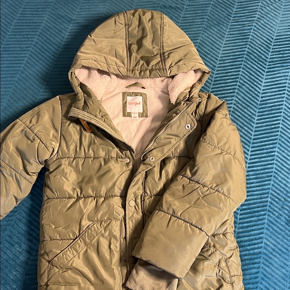 Cat & Jack Khaki Puffer Jacket with Hood